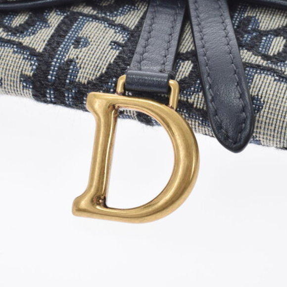 CHRISTIAN DIOR Saddle Nano Trotter Navy Blue Chain Wallet - Picture 7 of 12